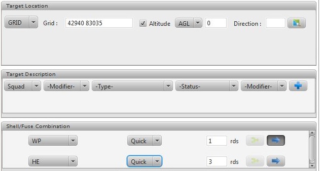 ∆ Image VBS3Fires_30: Fires Target Worksheet for Asset 20 Window