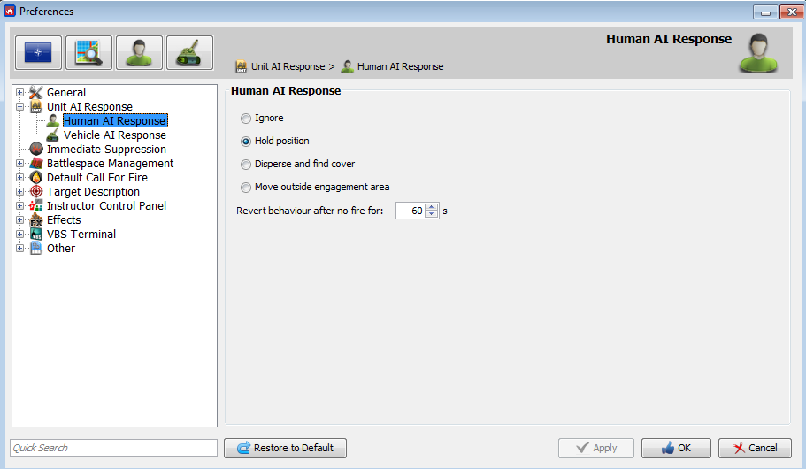 ∆ Image VBS3Fires_26.1: AI Unit Response view