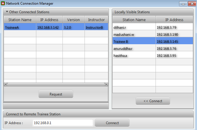 ∆ Image VBS3Fires_14: Fires Network Connection Manager Window