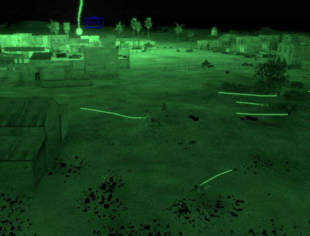 ∆ Image VBS3Fires_26.3: AI Unit Response to ILLUM at Night � Disperse and find over