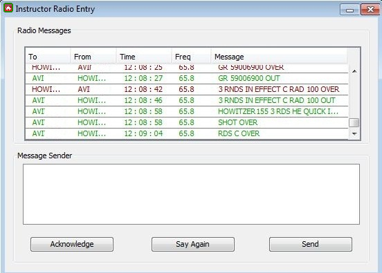 ∆ Image VBS3Fires_18: Fires Instructor Radio Console Window