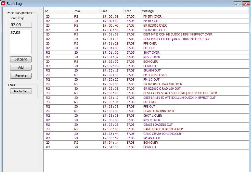 ∆ Image VBS3Fires_16: Fires Radio Log Window